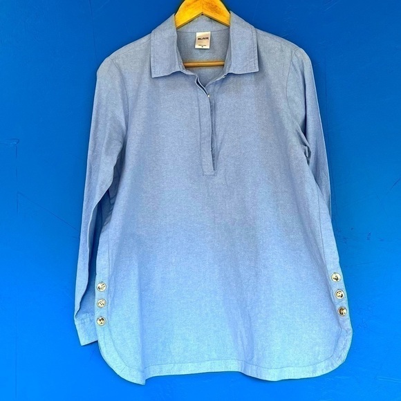 blue denim Blair women’s cotton tunic casual trend work office y2k 90s mature - Picture 1 of 5